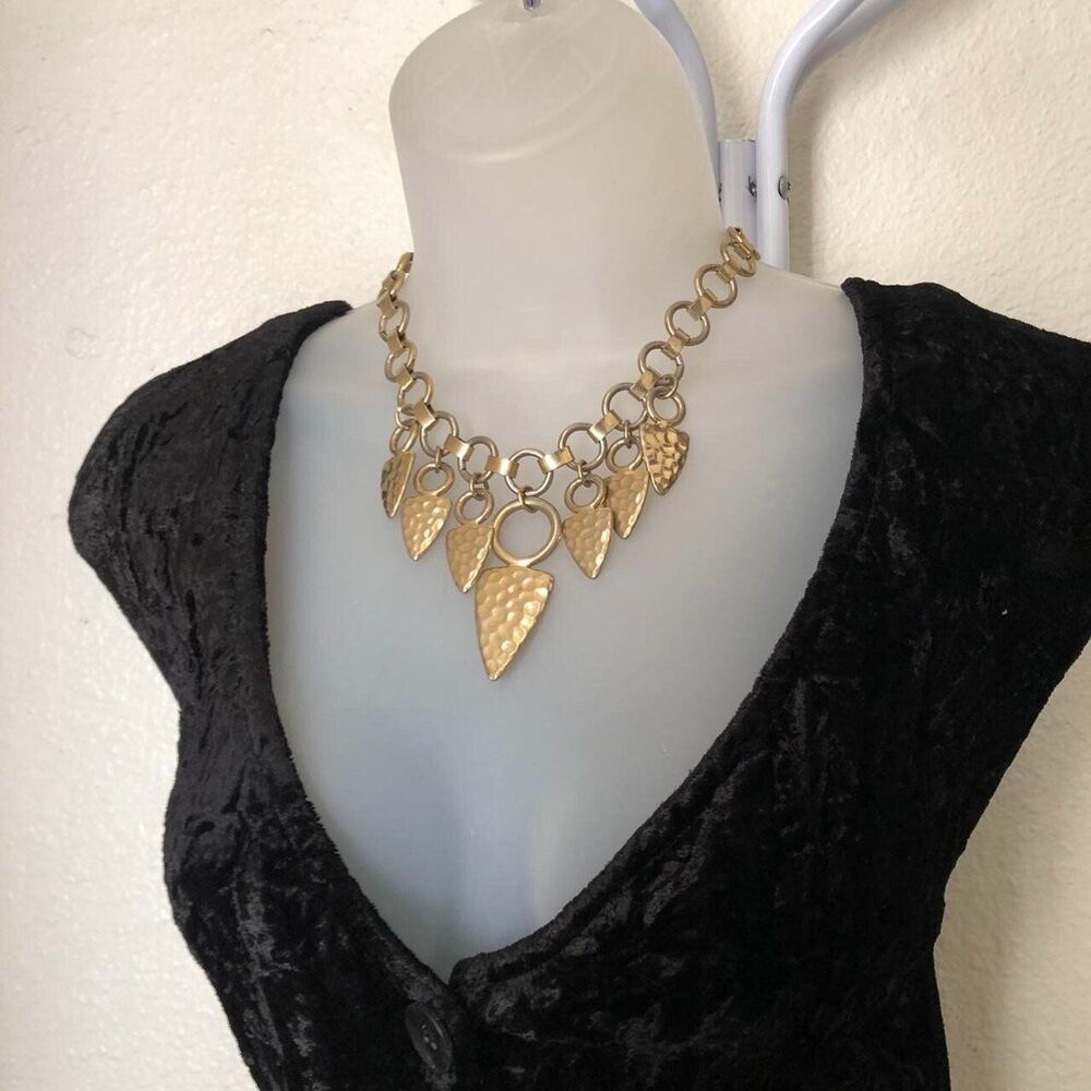 Gold Arrowhead Statement Piece Waterfall Bib Neck… - image 3